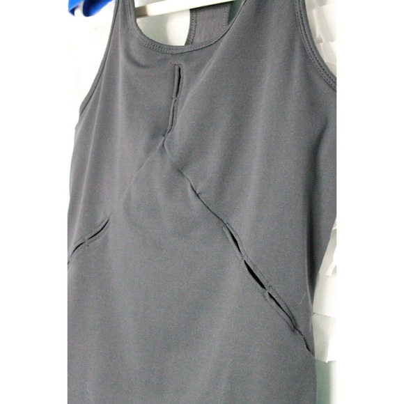 Fabletics Gray Racerback Tank Top Peek A Boo Slits Active Yoga Athleisure XS - Picture 3 of 9